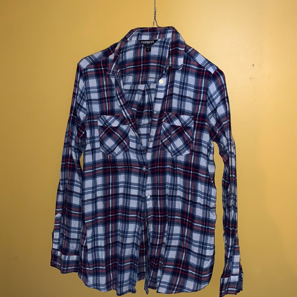 Express plaid flannel button up shirt